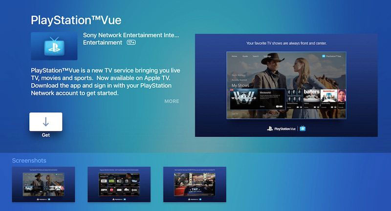 Sony released the PlayStation Vue app for Apple TV