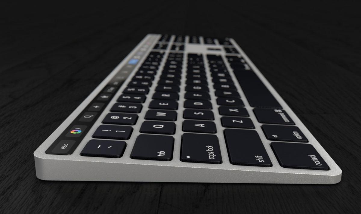 Concept Apple keyboard with Touch panel Bar, which is "envy Windows users" Concept Apple keyboard with Touch panel Bar, which is "envy Windows users"