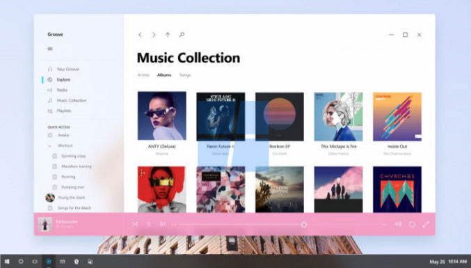 Published screenshots of the updated interface of Windows 10 in the style of macOS