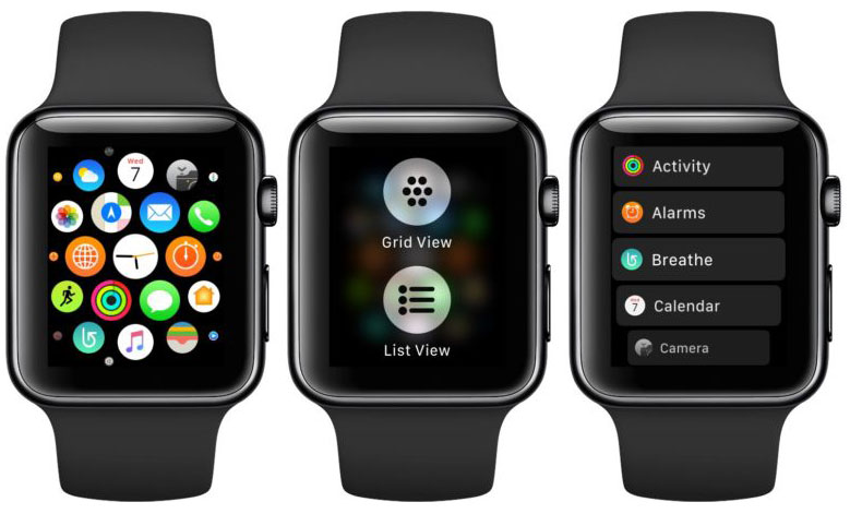 WatchOS 4, there is a mode to display applications in a list WatchOS 4, there is a mode to display applications in a list