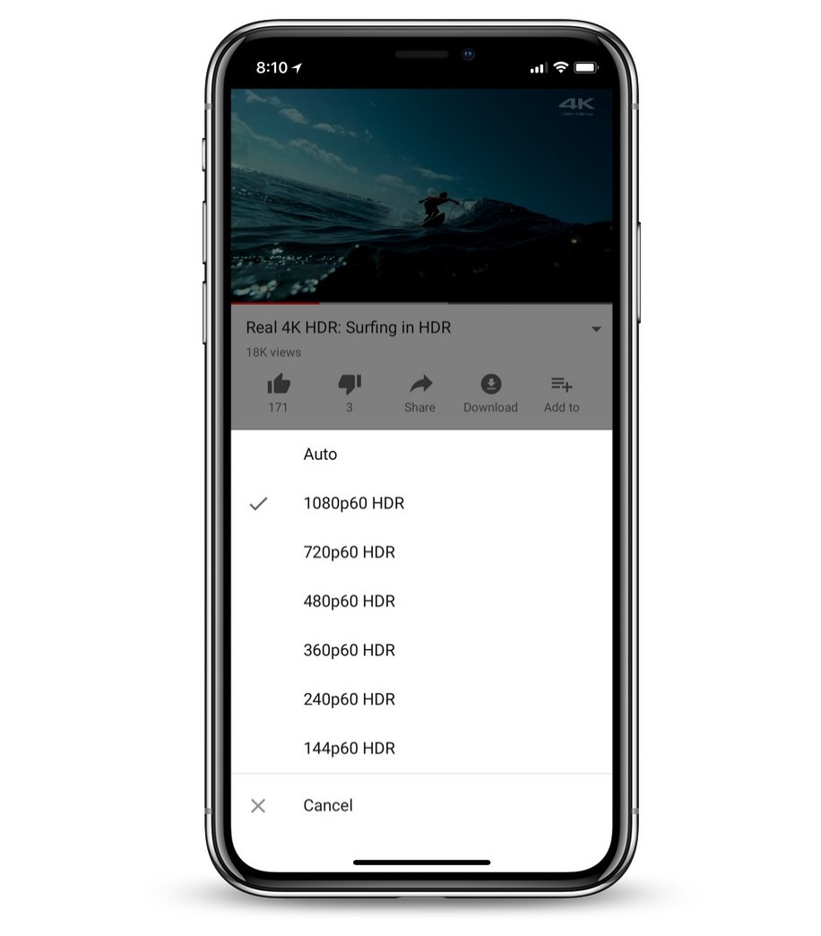 YouTube on iPhone X now supports HDR video YouTube on iPhone X now supports HDR video