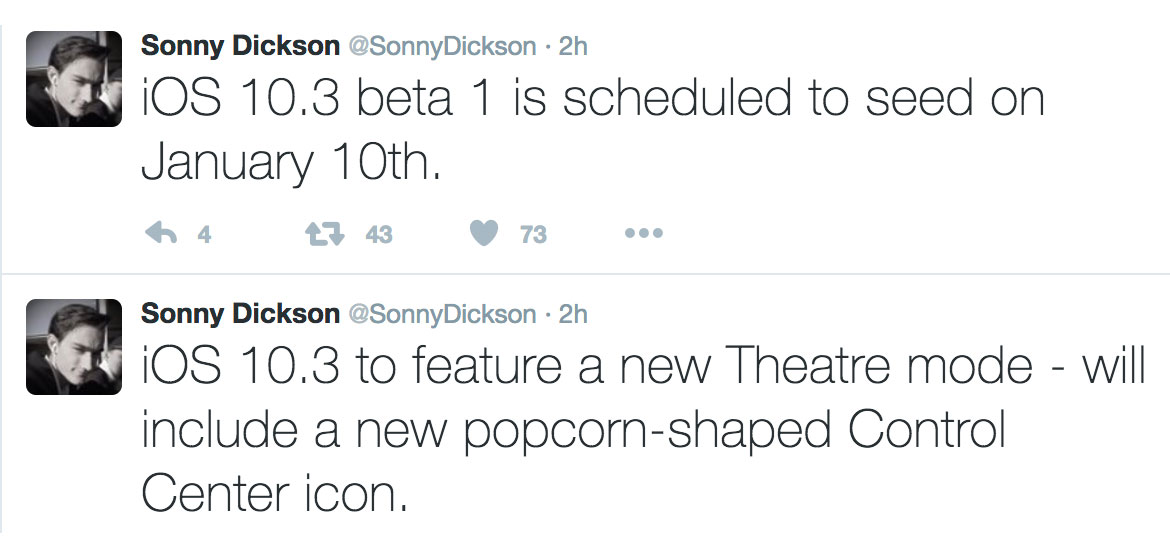 Media: the release of iOS 10.3 beta with the dark mode of the interface is scheduled for January 10 Media: the release of iOS 10.3 beta with the dark mode of the interface is scheduled for January 10